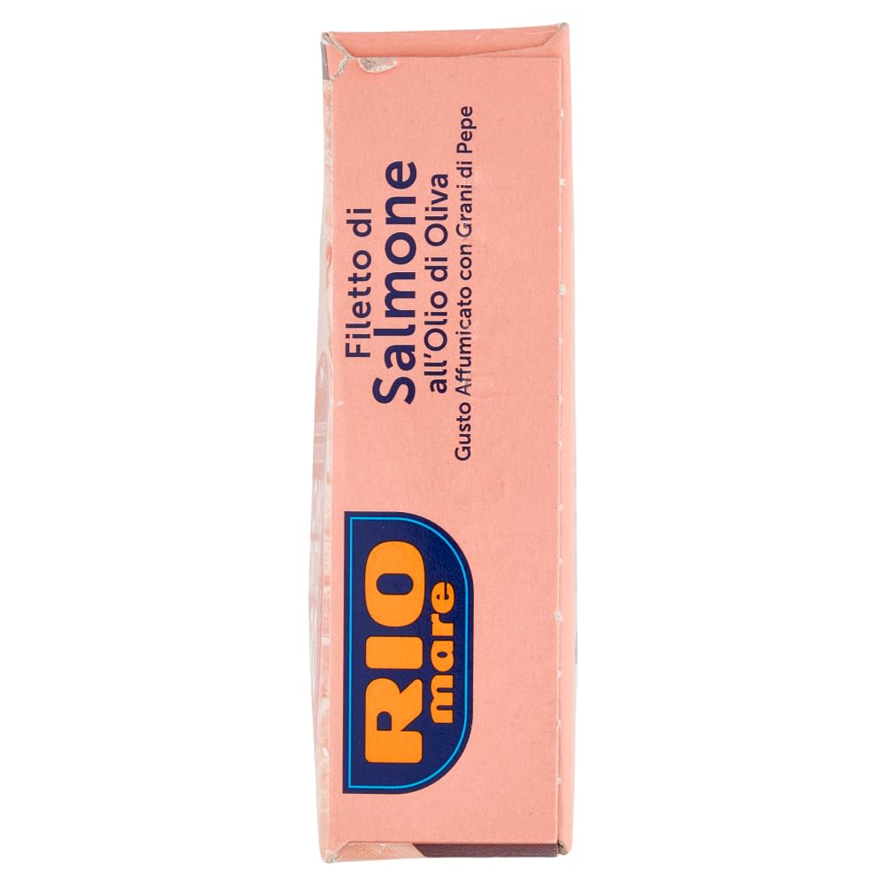 Italian Gourmet Filetto di salmone Olivenöl Pfeffer geräuchert 12 x 125g | Cotto a vapore, zarter Fisch mit Rauchnote, pronto per insalate, antipasti, Gesamtnettogewicht 1,5 kg + Kostenlos Polpa 400g