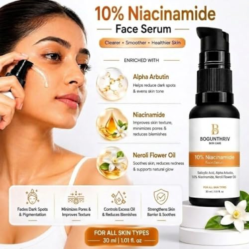 Image of 10% Vitamin C and Niacinamide Face Serum Duo, with Glutathione, Hyaluronic Acid, Alpha Arbutin,Visible results within 2 days 30 ml
