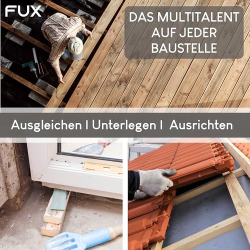 FUX 100 Verglasungsklötze Abstandshalter Kunststoff Unterlegplatten 100x24 mm - Mix Set 1-6 mm - Distanzklötze & Fensterkeile für Montage, Laminat & Terrasse