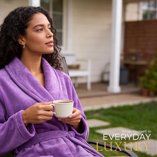 Image of HEARTNICE Womens Fleece Robes, Soft Plush Long Bathrobe, Thick Kimono Robes for Womens, Warm House Coat