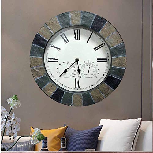 Horloge murale quartz rétro avec hygromètre de précision