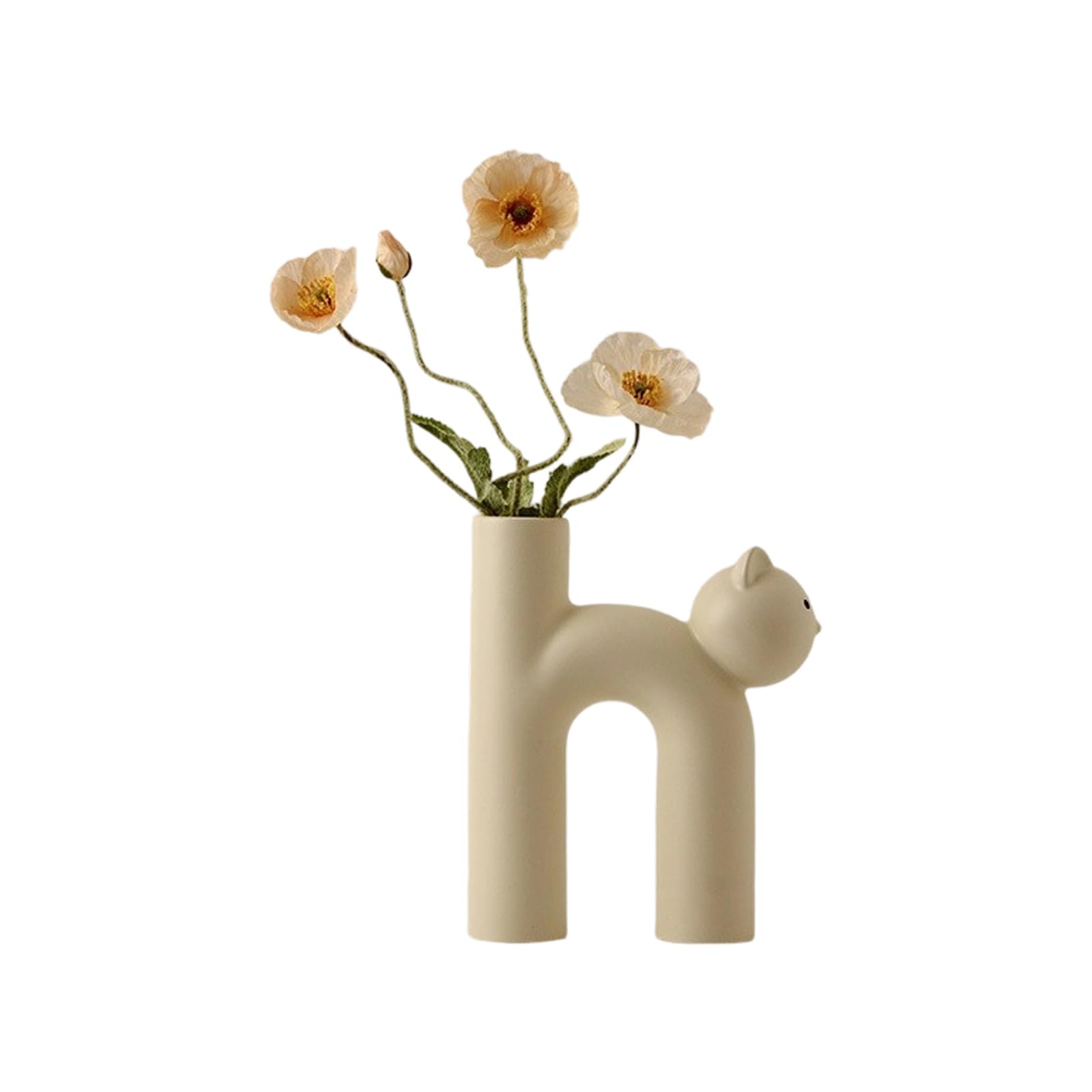 Ceramic Buds Vases Cats Vase Decorative Flower Vase for Dried Minimalists Decors for Home Offices Desk Decors Vases