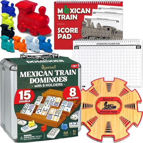 Dominoes Double 15 con Accesorios y Mexican Train