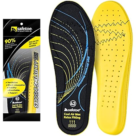 SAFEYEAR Comfort Memory Foam Insoles for Men & Women - J012 Flat Feet Shoe Orthotic Insoles for Plantar Fasciitis with Arch Support, Odour Sorbothan Gel Insoles for High Heels with Full Size Cover