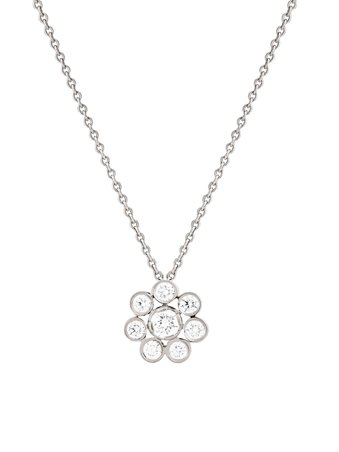 MINUTIAE Flower Shape Pendants Necklace Charm | Crystal Cubic Zirconia Diamonds For Women & Girls With Extendable Chain Jewelry for Gift (Silver) (B0CLLG4FWY) Amazon Price History, Amazon Price Tracker