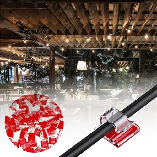 Adhesive Cable Clips 200pcs Clear Adhesive Cable Wire Clips Outdoor Management-Organizer Cord Holder under Desk Car Wall TV Sticky Ties miniatura 3