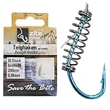 zite fishing - ganci per impasto blu con filo monofiler, 10 pezzi in lettera a gancio