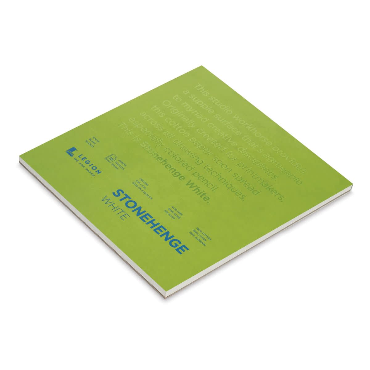 100% Cotton Medium Weight Pad, White, 8 x 8 inches, 250gsm, 15 Sheets for Dry Media