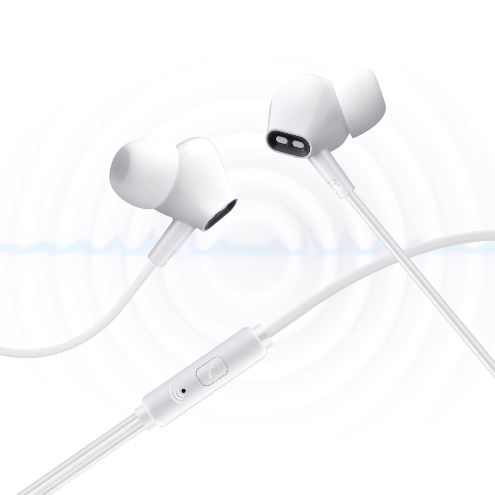 Aylaa AY8 przewodowe słuchawki douszne słuchawki douszne z pilotem mikrofonu. Gniazdo audio 3,5 mm - czarne (białe)