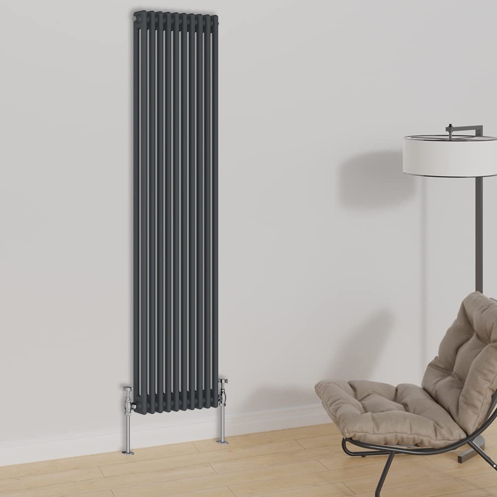 Warmehaus Vertical Column Radiator 1800x470mm Double Panel Anthracite