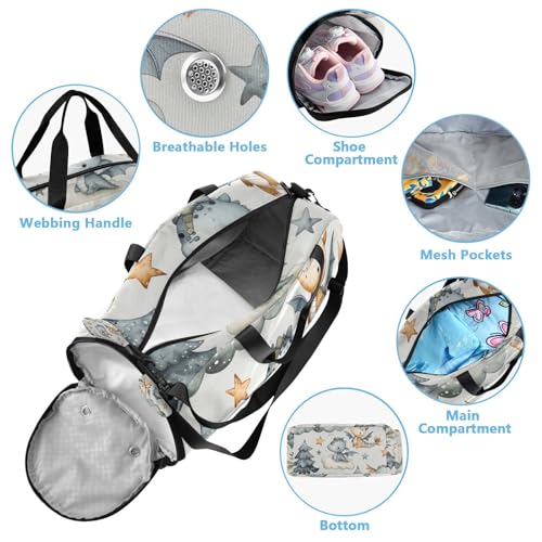 YETTASBIN Sport Travel Duffel Bag for Girls Boys, Cute Dragon Large Waterproof Weekender Overnight Bag, Detachable Shoulder Strap Gym Bag with Shoe Compartment & Wet Pocket4