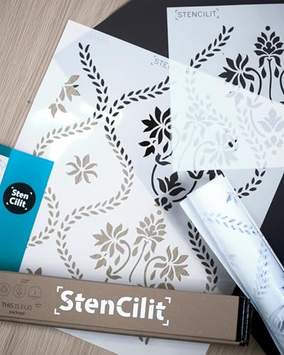 STENCILIT Boutique Damask Wall Stencil for Painting - 2 Pack of 17 x 20 in Stencil Victorian Wall Stencils for Painting Large Pattern Damask Large Wall Stencils