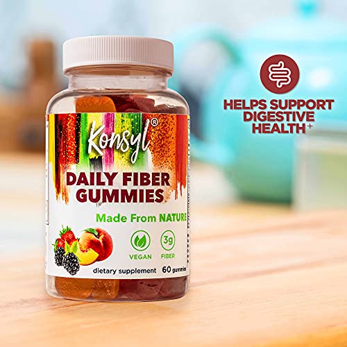 Konsyl Daily Fiber Gummies - Helps Support Digestive Health+ - Vegan Fiber Supplement Gummies for Adults - All-Natural Fruit Flavor (60 Count) - Image 3