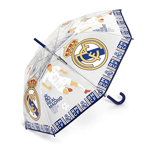 ARDITEX RM12975 Paraguas de EVA Transparente del Real Madrid CF, 8 Paneles, diámetro 95cm, Apertura automática