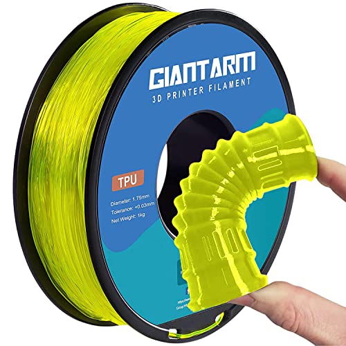GIANTARM TPU Filament 1.75mm Flexible Soft 3D Printer Consumables Grass Yellow,95A 1kg Spool (2.2 lbs.), Dimensional Accuracy +/- 0.05 mm