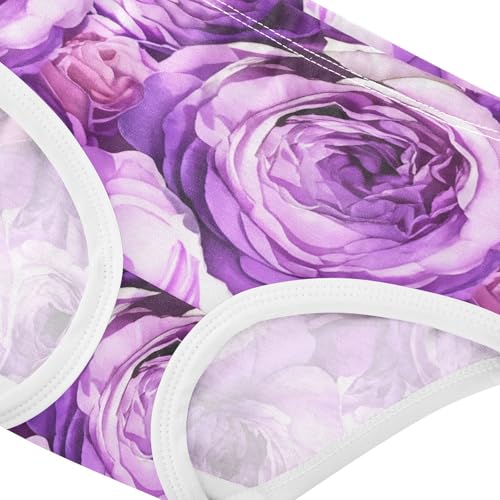 Funny Toddler Underwear Floral 2t Cotton Panties for Girl Bloom Roses Peonies Flower Purple Kids Briefs Undies4