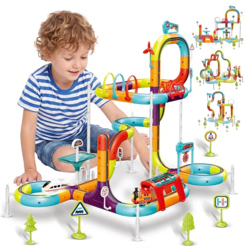 140Pcs Electric Train Set 3D Anti-Gravity Race Track Toys for Boys Kids 3+ - image 1