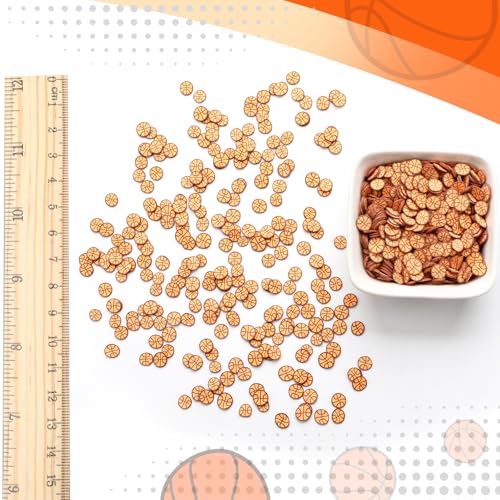 Image of Weysat 30g Mini Basketball Polymer Clay Slices 0.2 Inch Tiny Clay Basketball Pieces Sports Sprinkles Ball Confetti for Clips Nail Art DIY Craft Party Decoration Favors for Team Sports Lover
