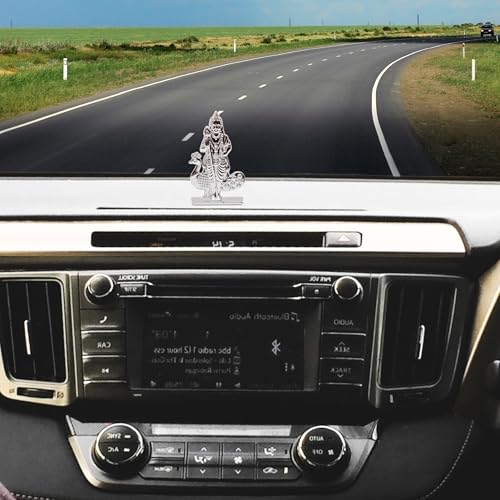 Image of anciently Murugan Statue for Car Dashboard | Kartikeya Idol for Car Dashboard, Metal, 1 Piece (Shining Silver)