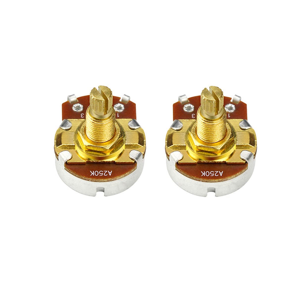 ROZILO 2pcs A250K Guitar Pots L18mm Shaft Audio Taper Volume Guitar Potentiometer for Electric Guitar/Bass