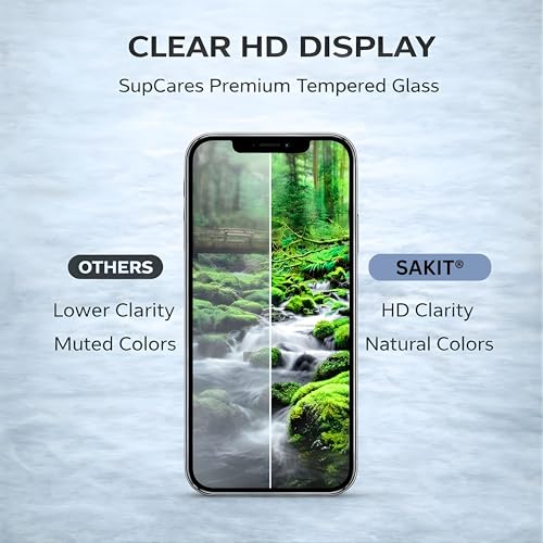 Image of UniqueMe Sakit Military-Grade Premium Tempered Glass Screen Protector for iPhone 13 /13 Pro / 14 / 16e with Edge to Edge Coverage I Case Friendly, 9H Hardness and Bubble free installation kit