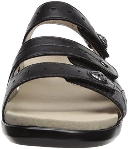 Aravon Women's Pc Three Strap Sandal, Black Leather, 5 2A US | Image 1