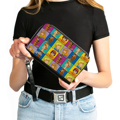 Scooby Doo Wallet, Zip Around, Scooby Doo 5-Character Face Blocks Multi Color, Vegan Leather4