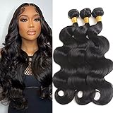 Tasumla Human Hair Bundles 12A Body Wave Bundles Human Hair 3 Bundles 18 18 18 Inch Brazilian Human Hair Bundles 100% Unprocessed Virgin Hair Extensions for Black Women Nature Color Double Strong Wef