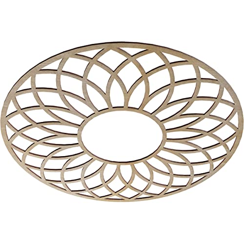Image of Ekena Millwork 32 inchOD x 11 inchID x 1 /4 inchT Cannes Wood Fretwork Pierced Ceiling Medallion, Birch