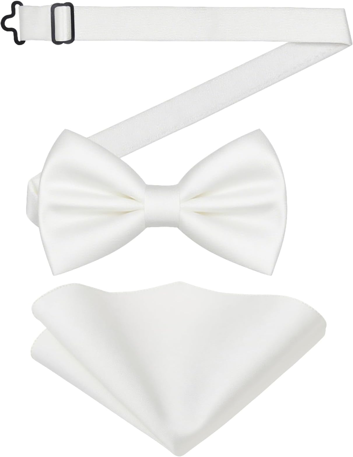 Men's Bow Tie Set, Classic Solid Color Pre-Tied Bow Tie and Pocket Square Set for Men, Satin Tux Bowtie & Handkerchief, Adjustable Formal Neck Bowtie for Parties, Wedding