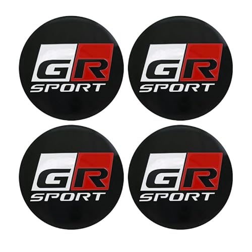 4枚セットホイールセンターキャップハブキャップ GR SPORT トヨタ ホイールカバー センターキャップ C-HR 86 プリウス カムリ RAV4 プラド クラウン 56/60MM バッジ エンブレムステッカー アルミニウム製 (ブラック, 60mm)