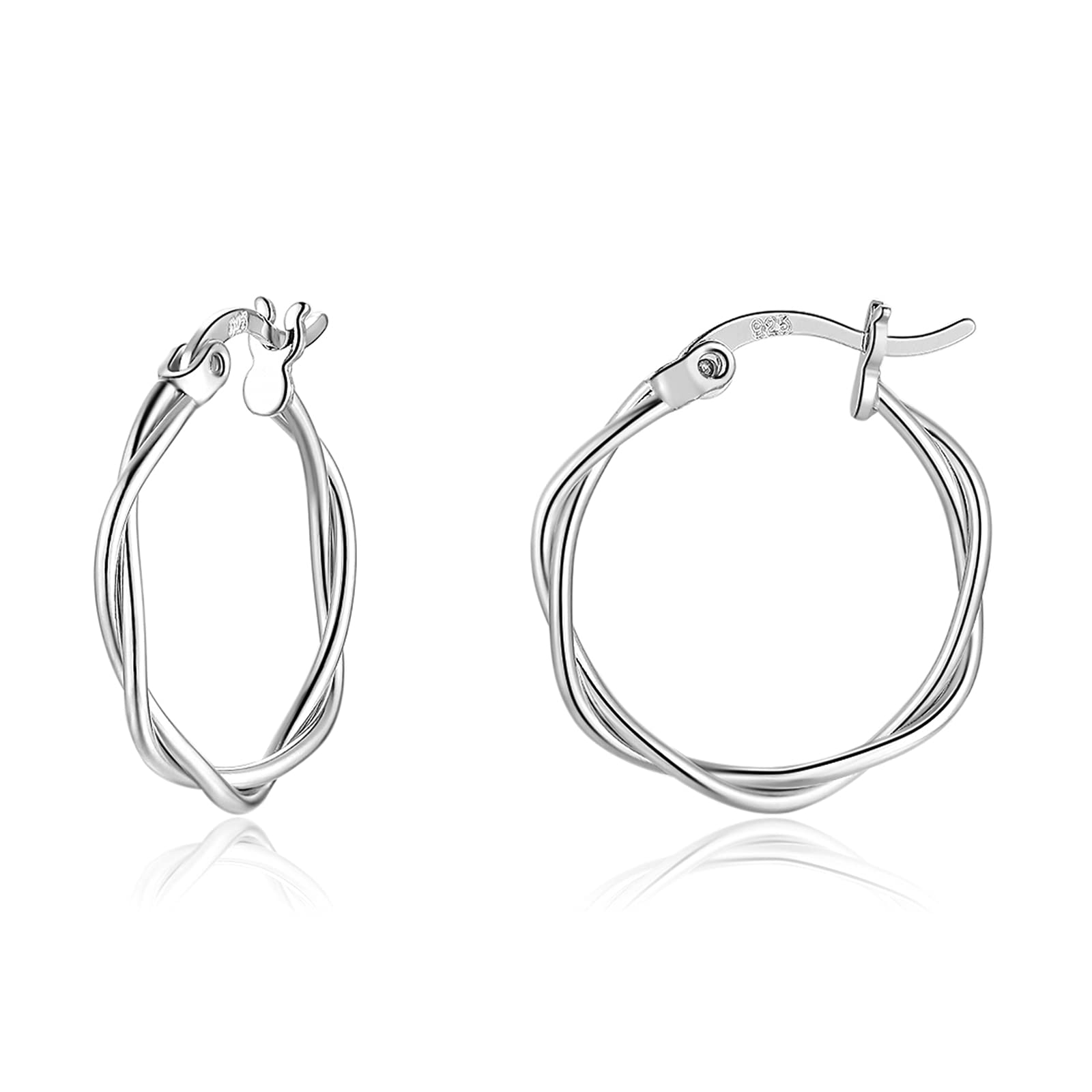 wynn'sPendientes de aro de plata para mujer, juego de aretes de aro de plata de ley 925 hipoalergénicos para mujeres y niñas, 3 colores en plata/oro/oro rosa, Plata