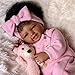 BABESIDE Lifelike Reborn Baby Dolls Black - 17-Inch Baby-Soft Body & Curls Realistic-Newborn Baby Doll African American Real Life Baby Dolls Cloth Body for Kids