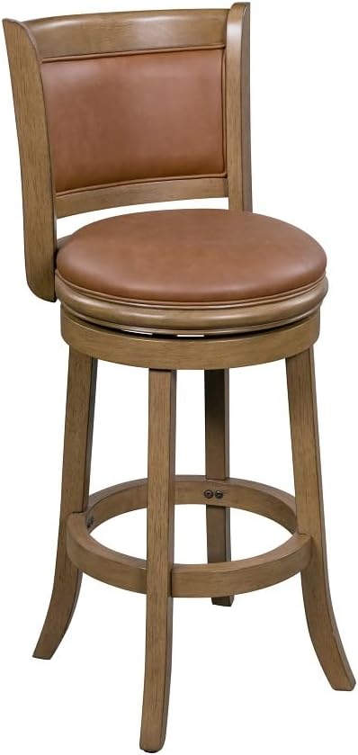 Caramel Faux Leather and Wood Swivel Counter Stool