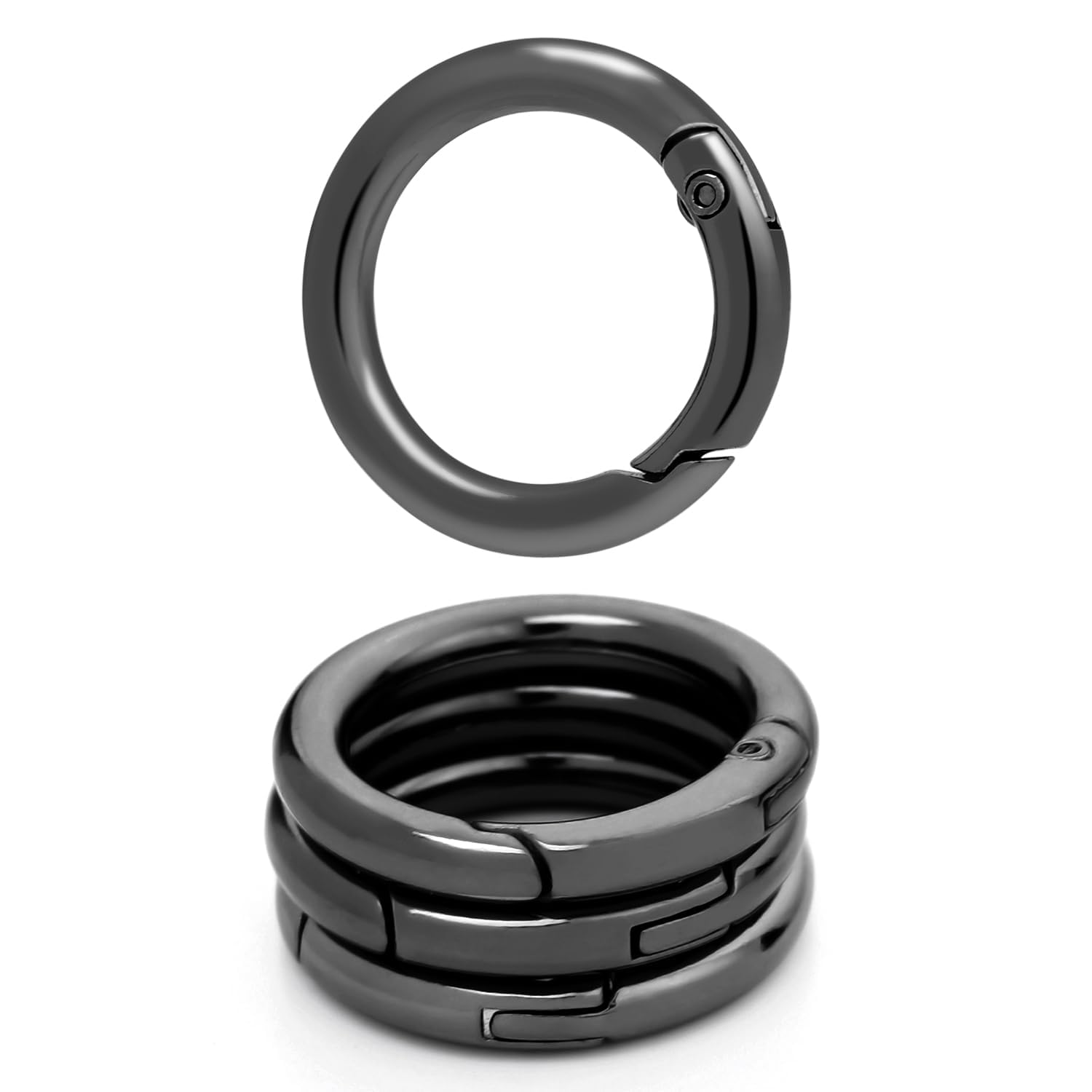 Evaluemart 20Pcs 20Mm Zinc Alloy Round Spring Snap Hooks Clip DIY Accessories for Handbag Purse Shoulder Strap Key Chains,Circle Metal Key Ring Buckle(Black)-image-19