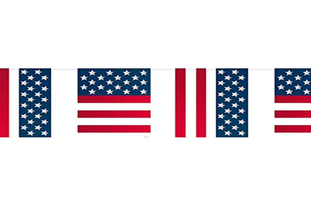 USA Party Bunting Flags 10m Plastic