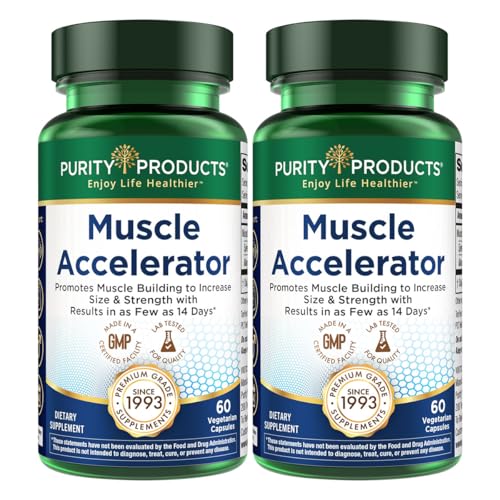 Purity Products Muscle Accelerator 650 mg Patented & Clinically Tested Muscle Accelerator Blend of Ayurvedic Herbal Extracts Promotes Strength Endurance + Muscle Growth - 60 Veg Caps (2)