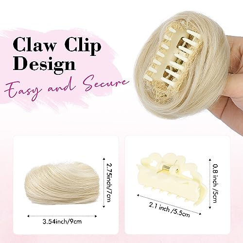 REECHO 2 PCS Mini Claw Clip in Messy & Cat Ears Hair Bun Extensions Wig Accessory Updo Hairpieces for Women Girls (Pack of 2-3" Straight - Image 2