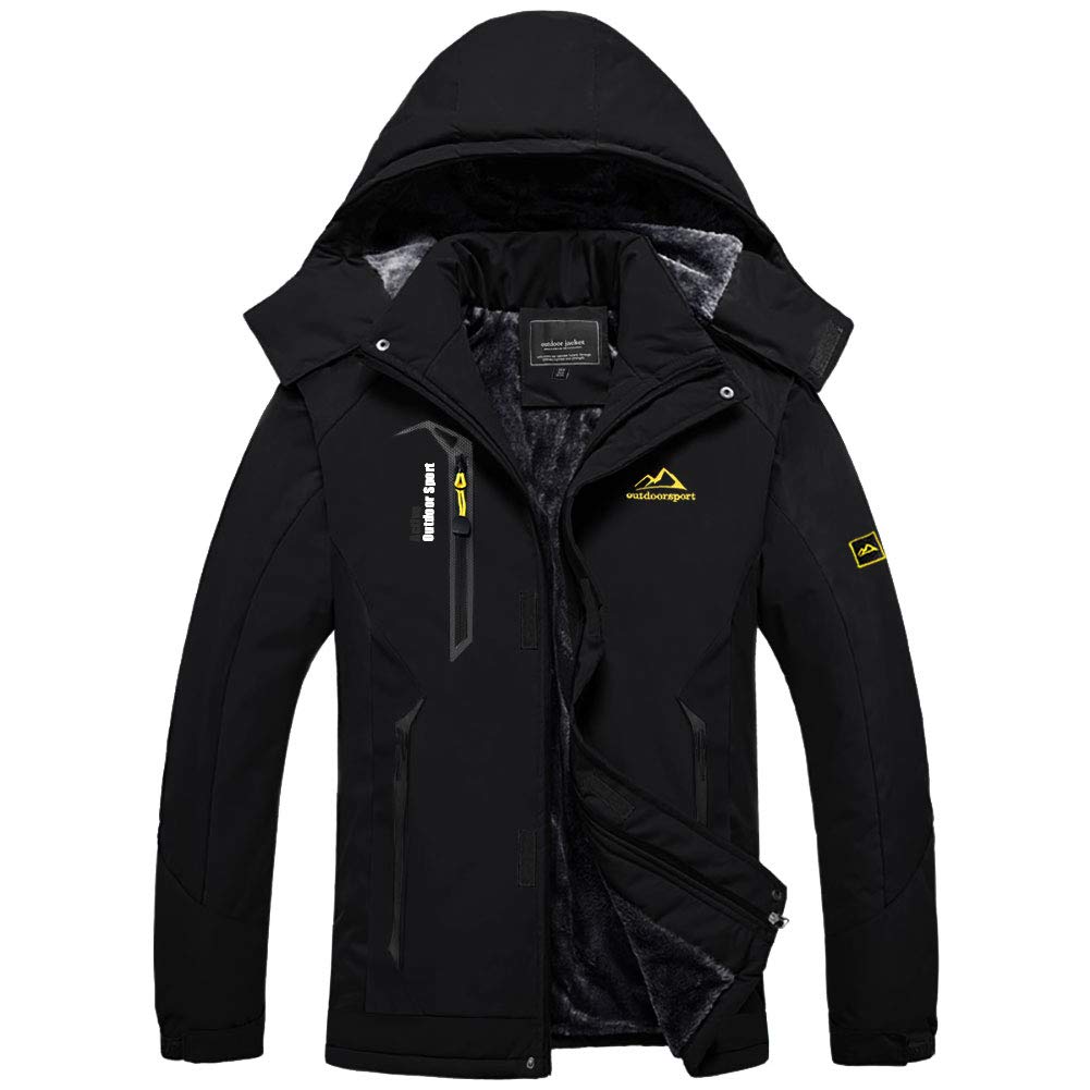 BIYLACLESENMen's Winter Coats Fleece Lined Ski Jacket Warm Windbreaker Parka