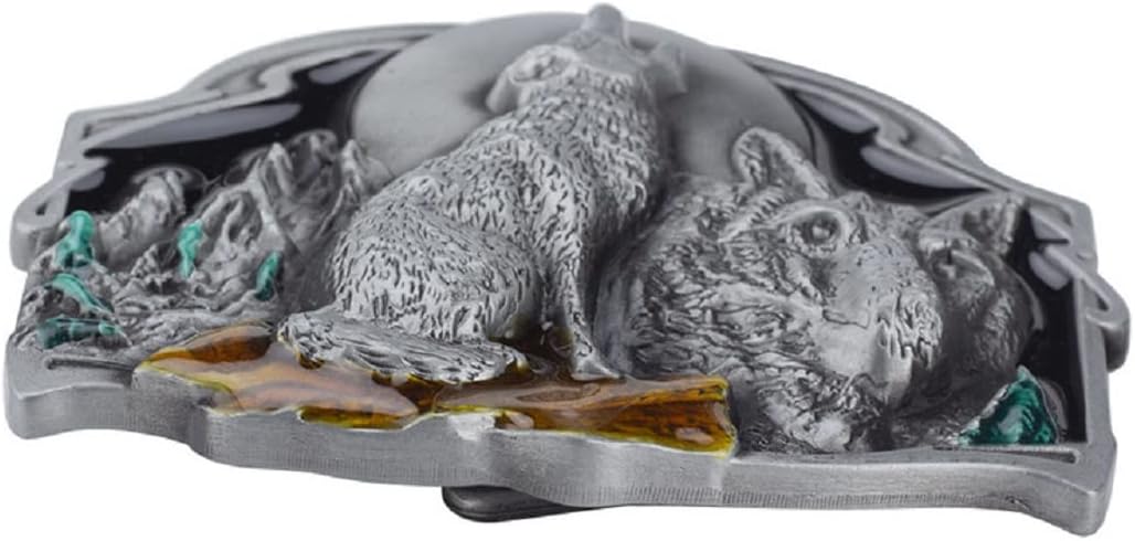 Wolf Belt Buckle for Men, Norse Viking Wolf Head Belt Buckle, Howling Wolf Moon Belts Buckle, Punk Wolf Animal Belt Buckles, Vintage Western Cowboy belt buckle - Image 4