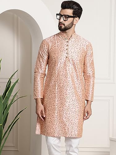 Image of SOJANYA Men's Silk Blend Kurta with Paisley Design