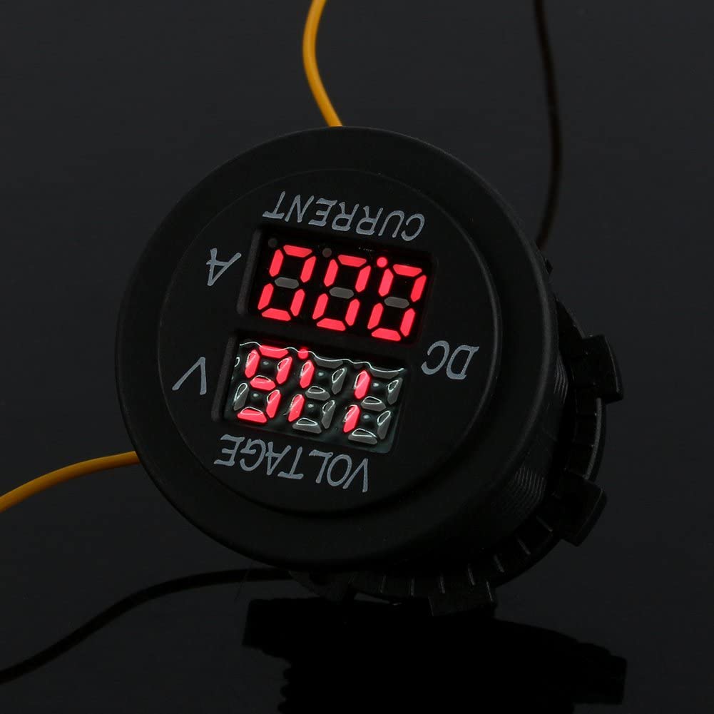 Voltmetro digitale a LED 12 a 24 V, amperometro digitale 2 in 1, tester di corrente e tester di tensione, display digitale a LED rosso, per auto, moto, camion, barche marine