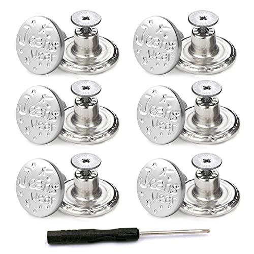 12 Sets 17mm Replacement Jean Buttons for Sewing Metal Jeans,Nosew
