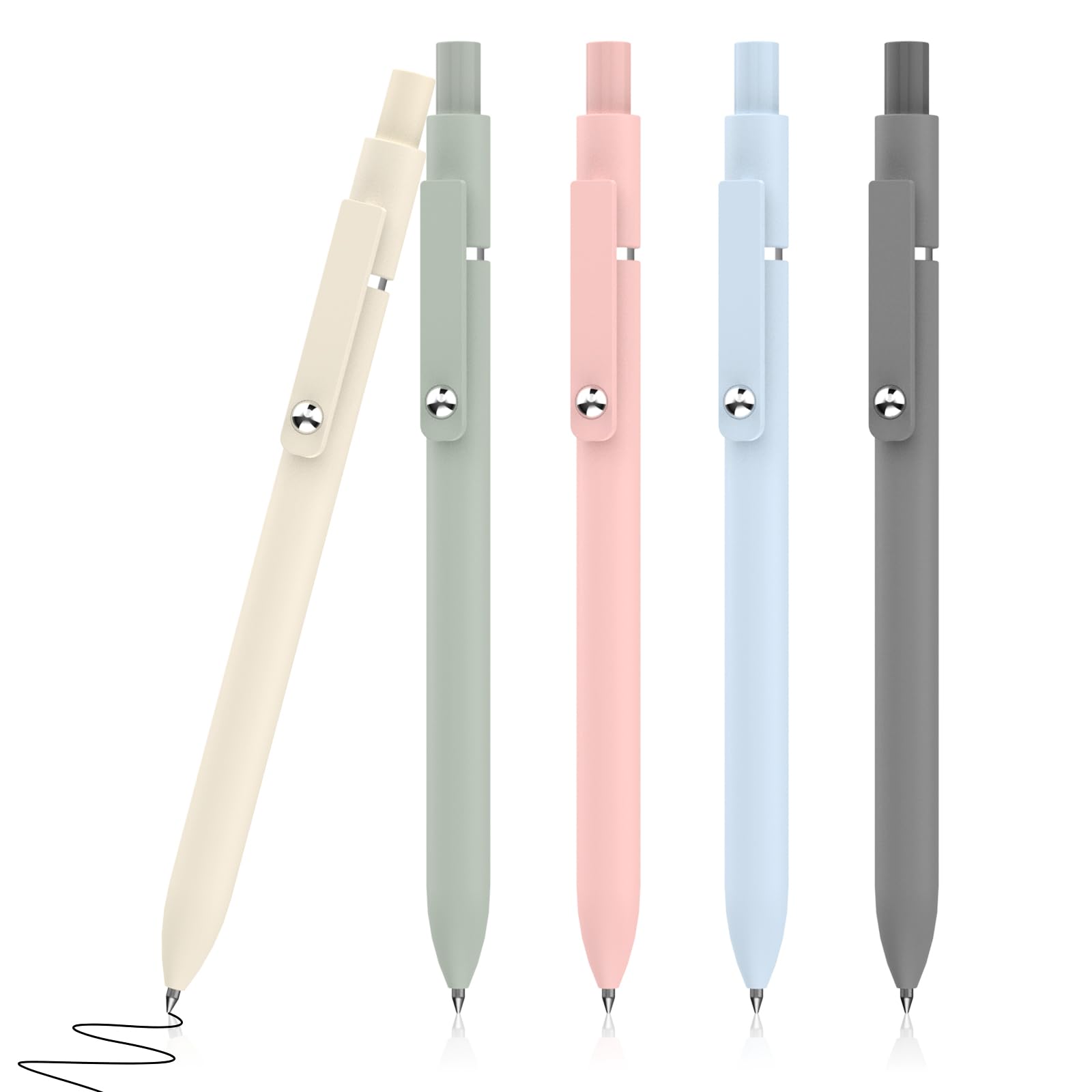 KIKISML Gel Pens, Gel Ink Rollerball Pen 5 Pcs 0.5mm Black Ink Fine Point Smooth Writing Push Button Durable Clip Quick Dry for Office School Home