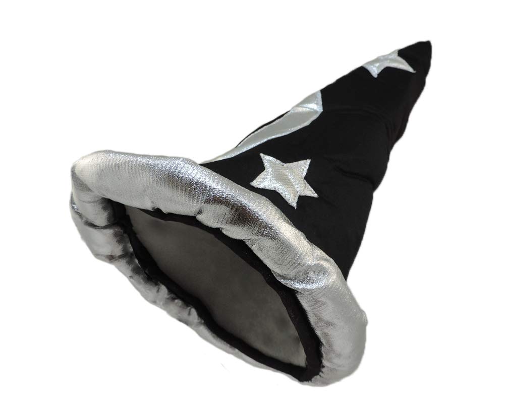 Black And Silver Pointed Wizard Sorcerer Hat