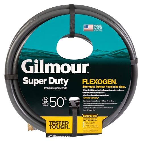 Gilmour Flexogen 5/8 in x 50 ft Garden Hose, Heavy Duty Water...