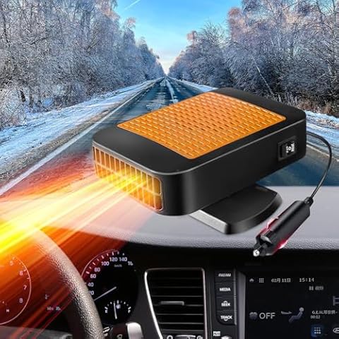 Car Heater, 12V 200W Car Heater 2 in 1 Heating Fan Defroster Demister Car Amplifier Cooling Fans Automotive Replacement Heater for Car SUV Truck Rv Trailer (Orange) Cover