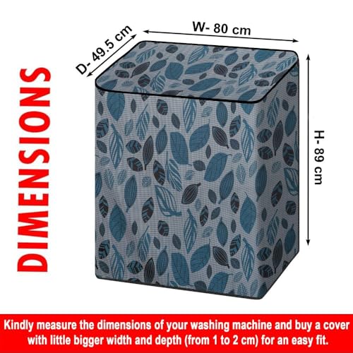 Image of The Furnishing Tree Semi-Automatic Top Load Washing Machine Cover | Waterproof & Dustproof | Easy to Clean | Durable & Washable, Leaf Botanical Print Polyester (49.5x80x89 CM)