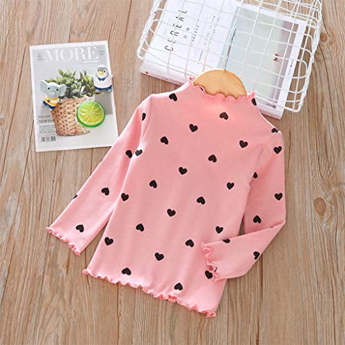 Toddler Girl Valentine's Day Clothing Spring Long Sleeves Ruffle Mock Turtleneck with Cute Print Sweatshirt Pullover2