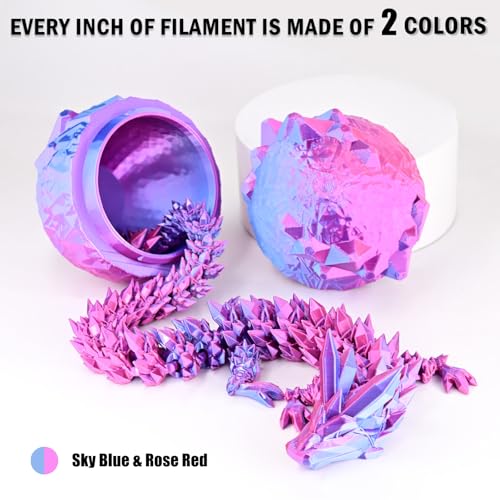 Image of OVV3D PLA Filament 1.75mm, Silk PLA Dual Color Filament, Sky Blue and Rose Red Coextrusion Filament, Multi Color Change 3D Printing Materials + /-0.02mm, 1kg /2.2lb